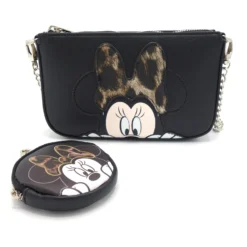 Disney Handtasche Mit Geldbörse Rund Minnie Mouse Leopardenmuster Tasche -Disney DSC09196