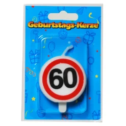Geburtstagsdekoration Geburtstagskerze "60" Kerze Rund