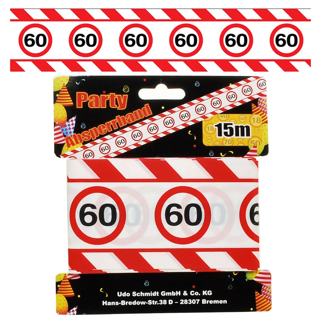 Geburtstagsdekoration "60" Absperrband 1 Geburtstagsdekoration "60" Absperrband