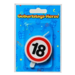 Geburtstagsdekoration Geburtstagskerze "18" Kerze Rund