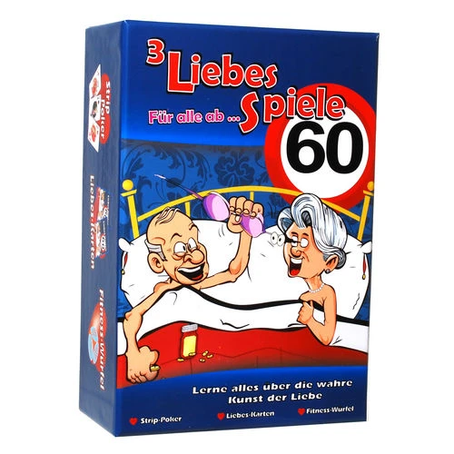 Geburtstagsgeschenk 3 Liebes Spiele "60" Strip Poker Liebes-Karten Fitness-Würfel 1 Geburtstagsgeschenk 3 Liebes Spiele "60" Strip Poker Liebes-Karten Fitness-Würfel