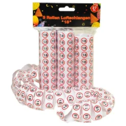 Geburtstagsdekoration "18" Luftschlangen