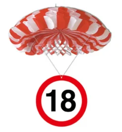 Geburtstagsdekoration Hänge-Deko "18" Fallschirm